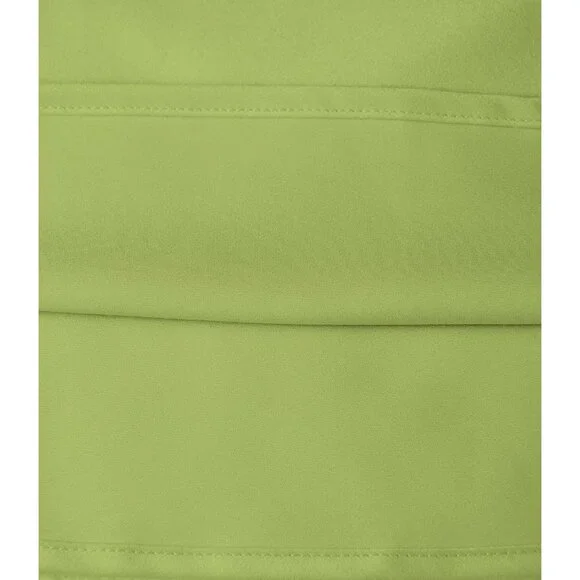 Women's Apple Green Satin Waisted Hidden Elasticized Waistband A Line Maxi Skirt - Picture 5 of 5